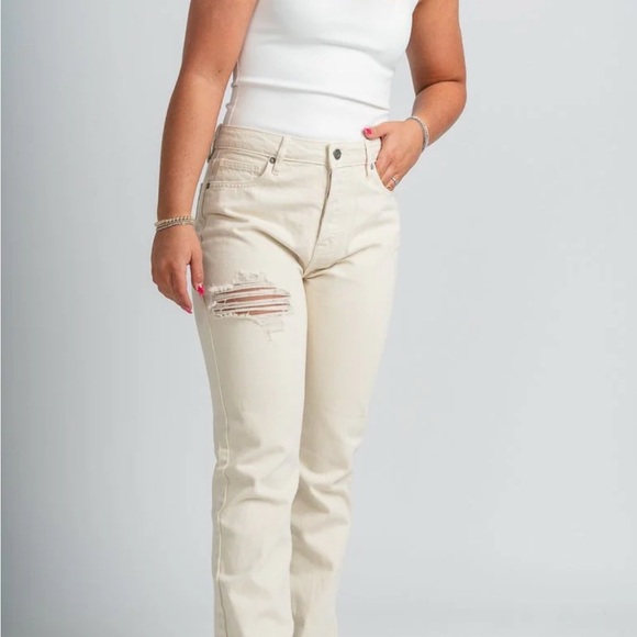 HIDDEN HIGH RISE STRAIGHT LEG JEANS CREAM  SIZE 29 - Picture 2 of 14